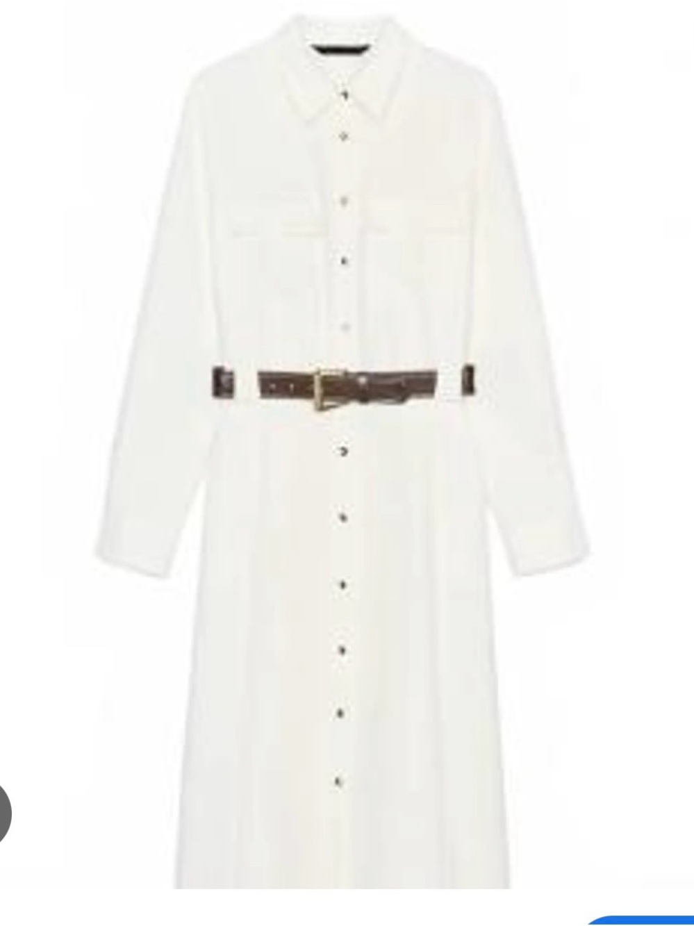 Zara White Shirt Midi Dress with Black Belt Have Pockets